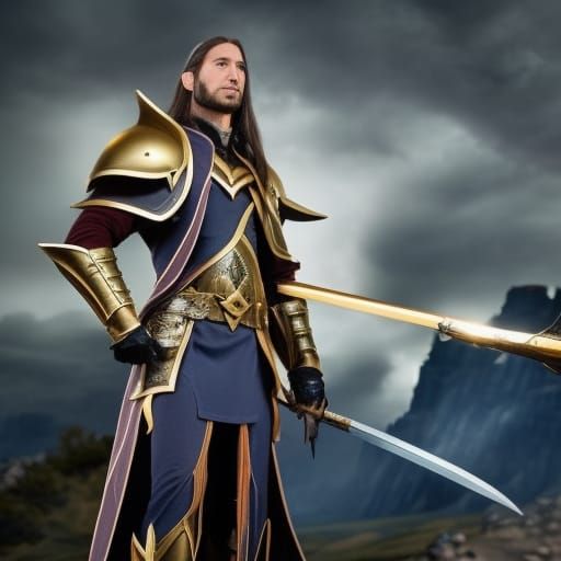 High Elf Wizard Paladin on Battlefield: Digital Matte Painti...