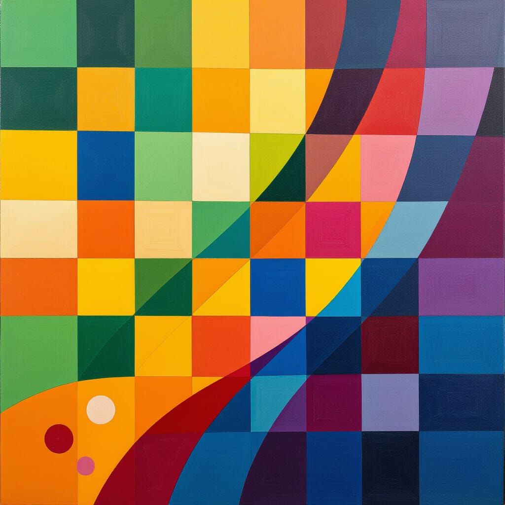 Abstract Geometric Art with Curved Lines and Circles