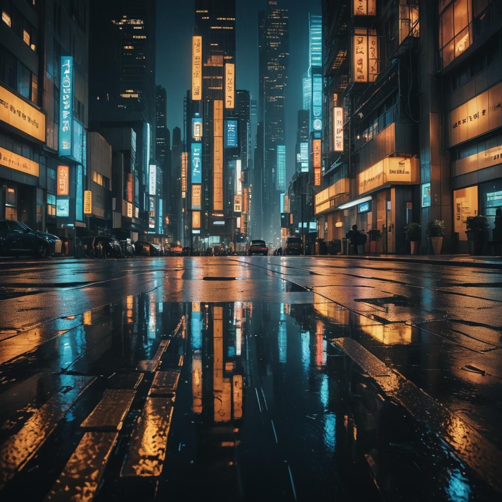 Neon Cityscape in Cyberpunk Style