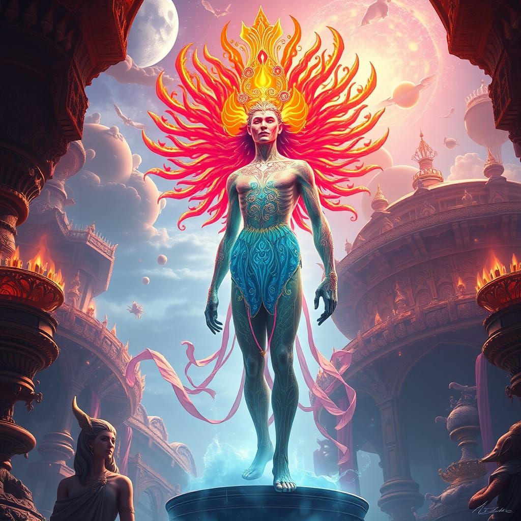 Radiant Fantasy God in Dreamlike Realm