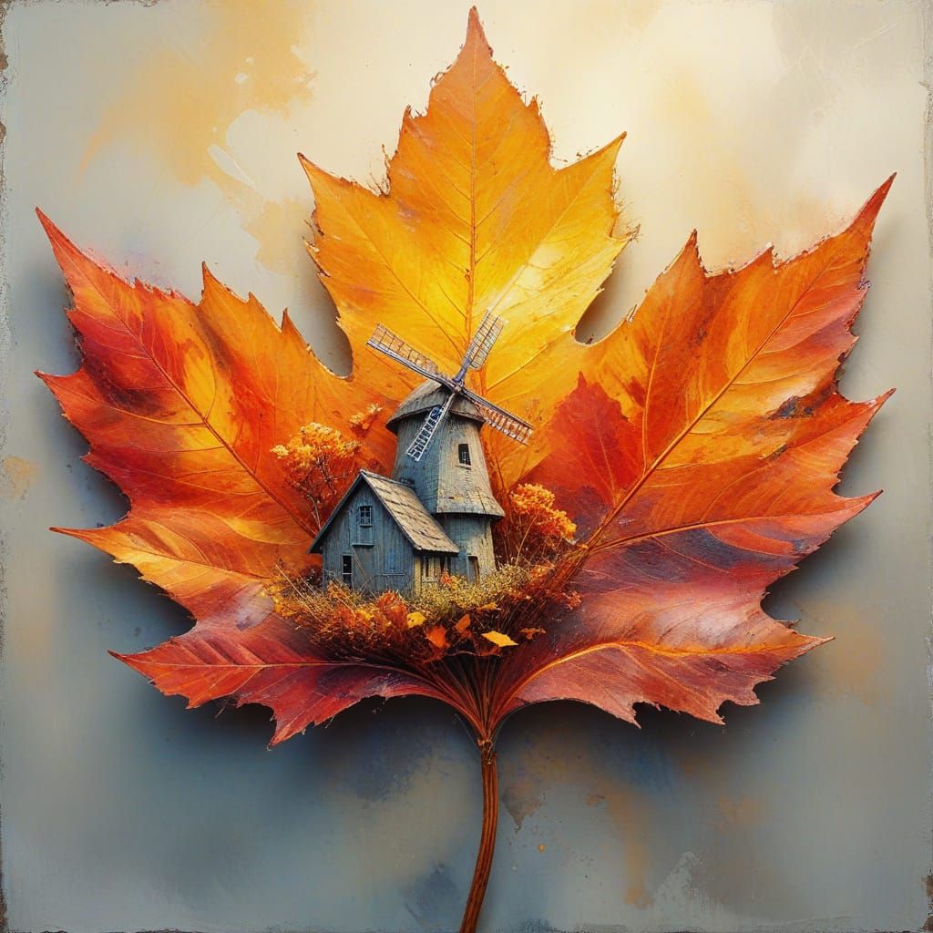 Autumn Leaf Landscape in Old Master Style