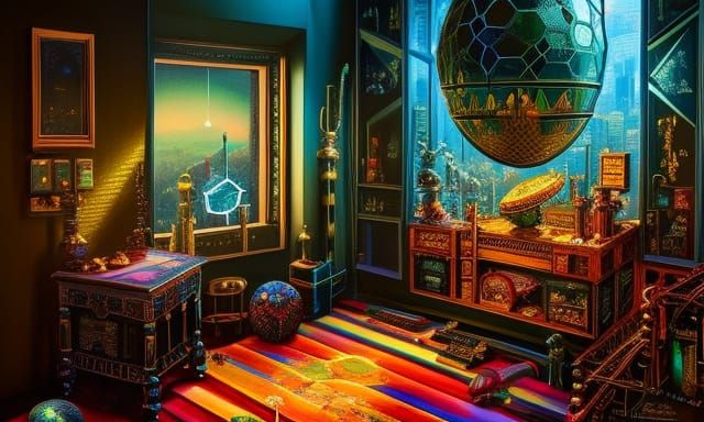 Isometric Observatory Game Room in Space