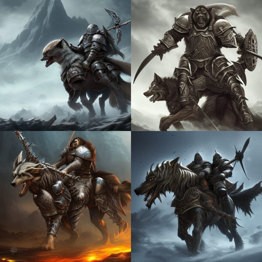 Orc Knight on Wolf: Epic Digital Matte Painting