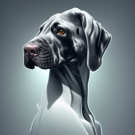 Alien Great Dane Portrait in Hyperdetailed Style