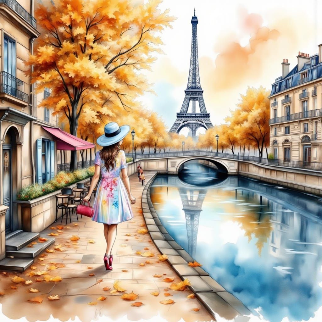 Romantic Parisian Afternoon in Watercolor