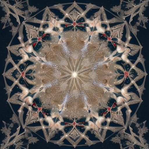 Glittering Christmas Mandala in Winter: Hyperrealistic Image