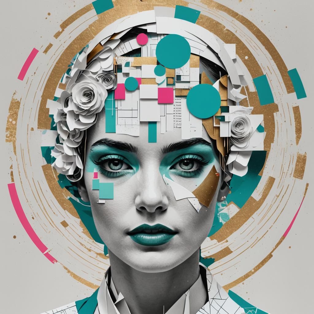 Pop Art Paper Collage of a Woman's Face
