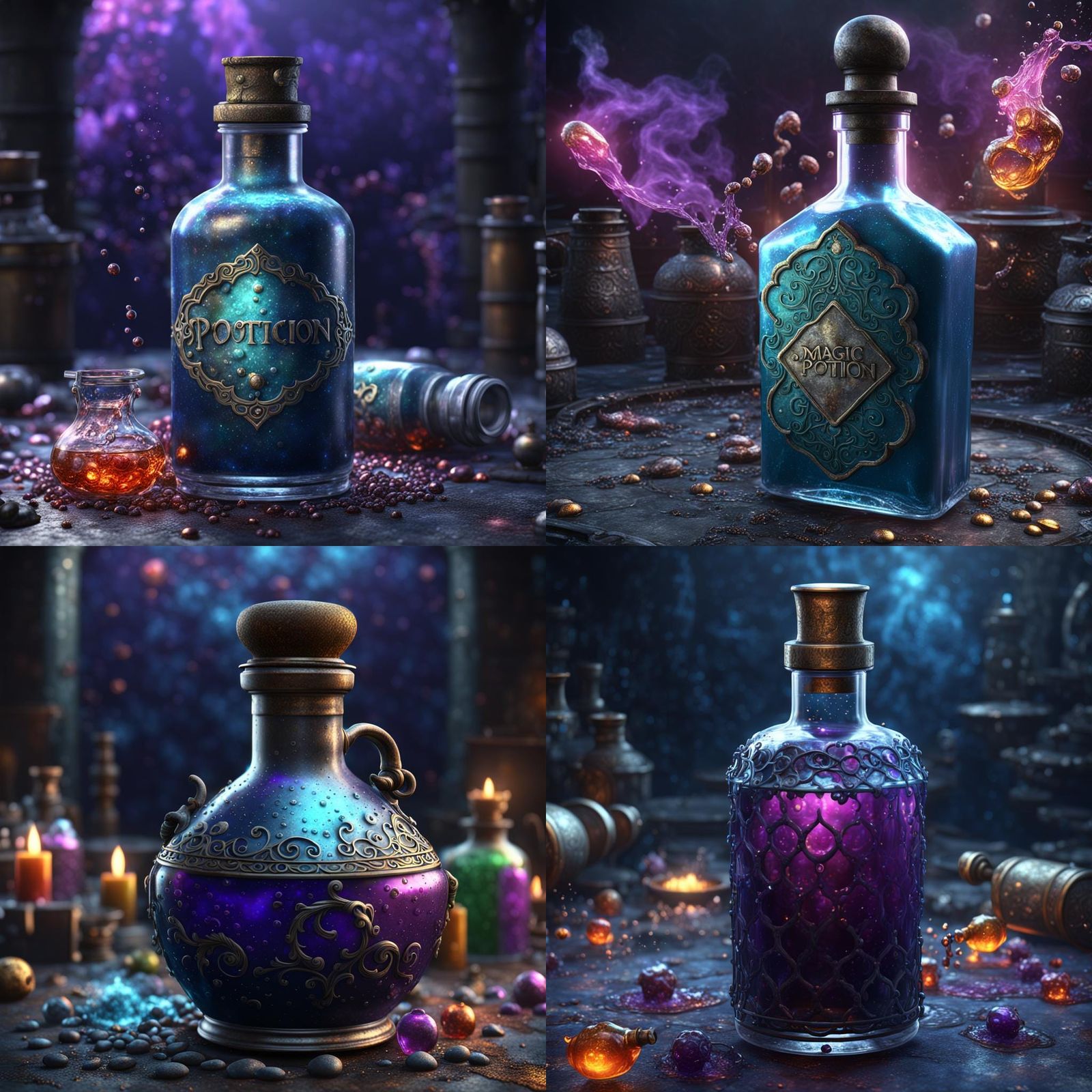 Fantastical Magic Potion Bottle in Detailed Matte Painting