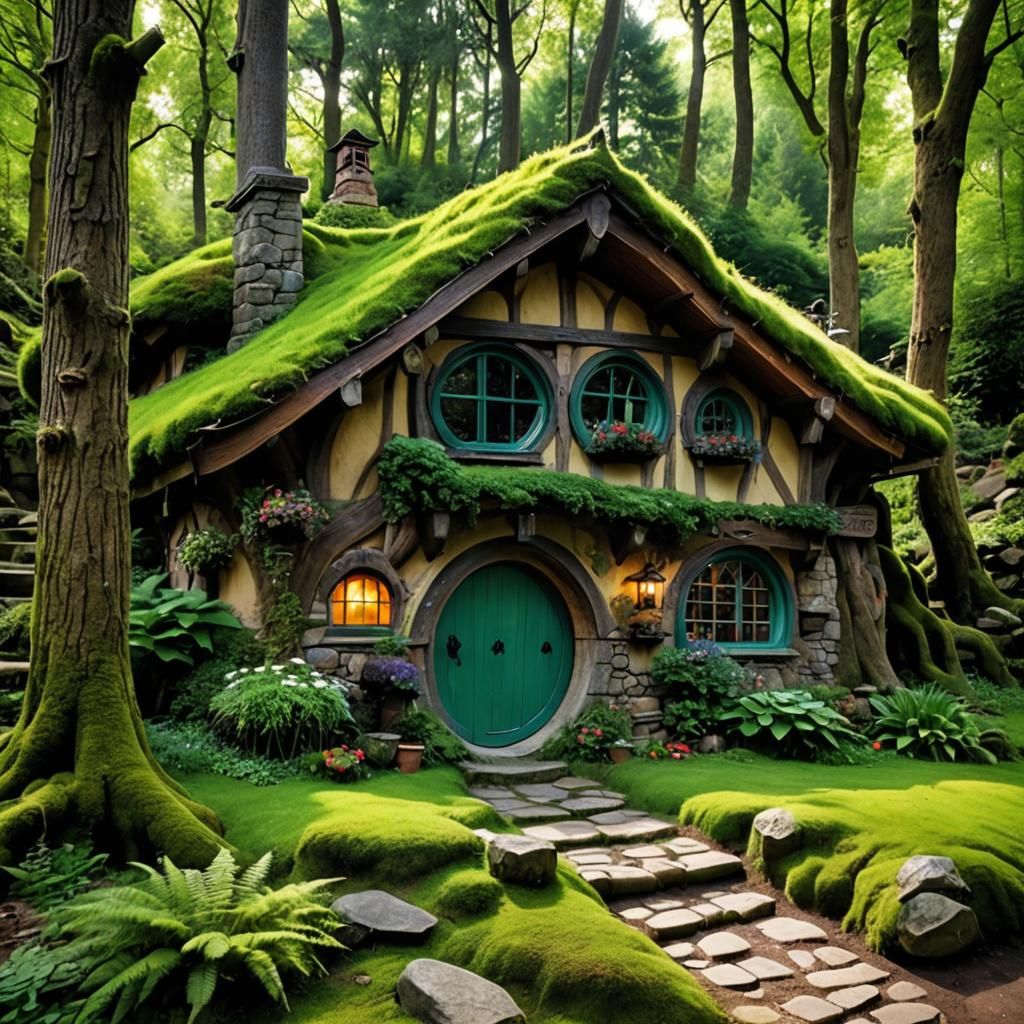 Enchanting Hobbit Home in Mystical Forest