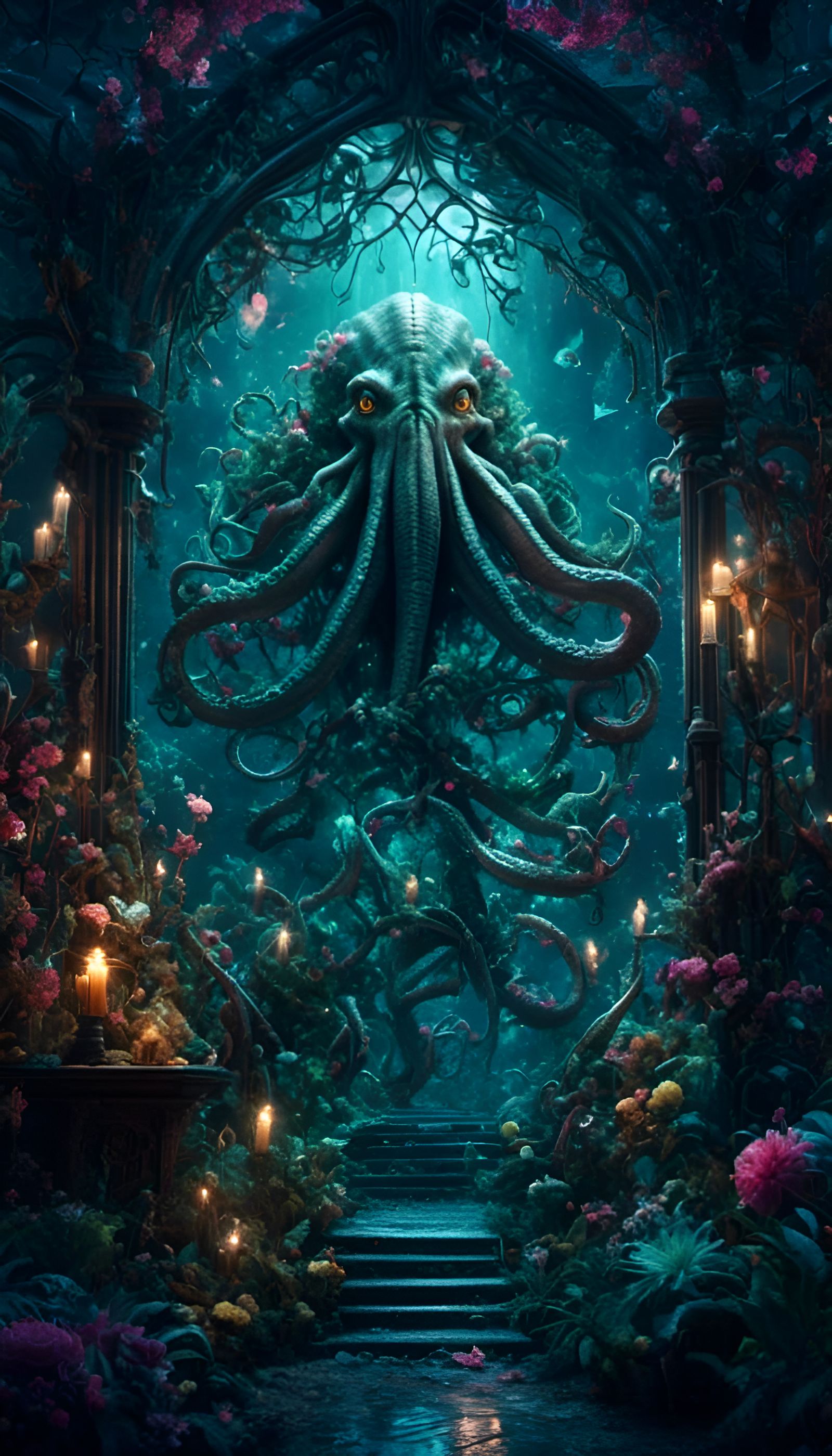 Hyperrealistic Cthulhu in Dreamy Darkness