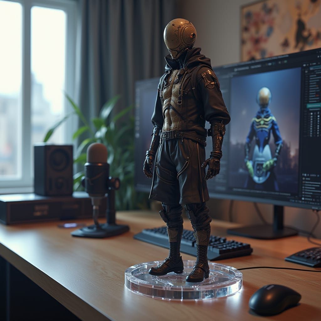 Realistic 1/7 Scale Figure on Gaming Desk