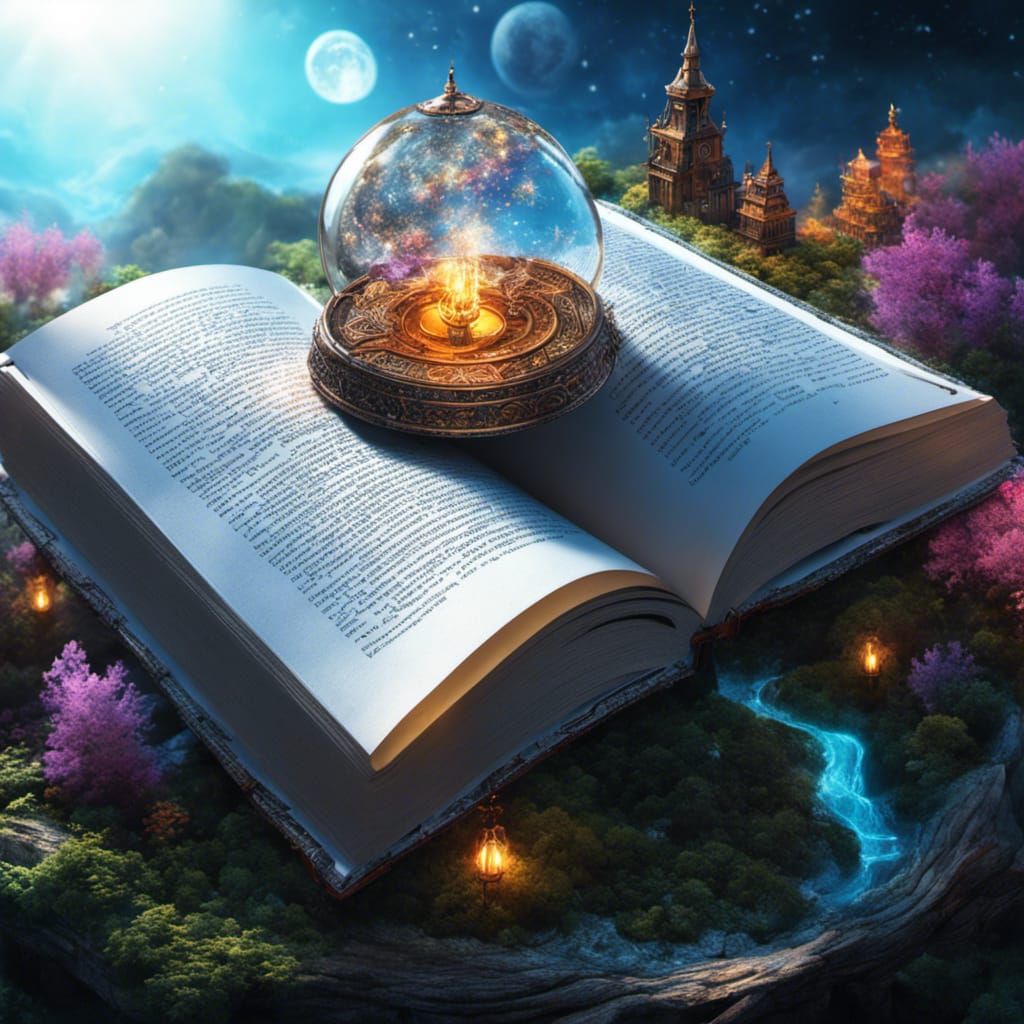 Magic Book with World, Detailed Fantasy Art
