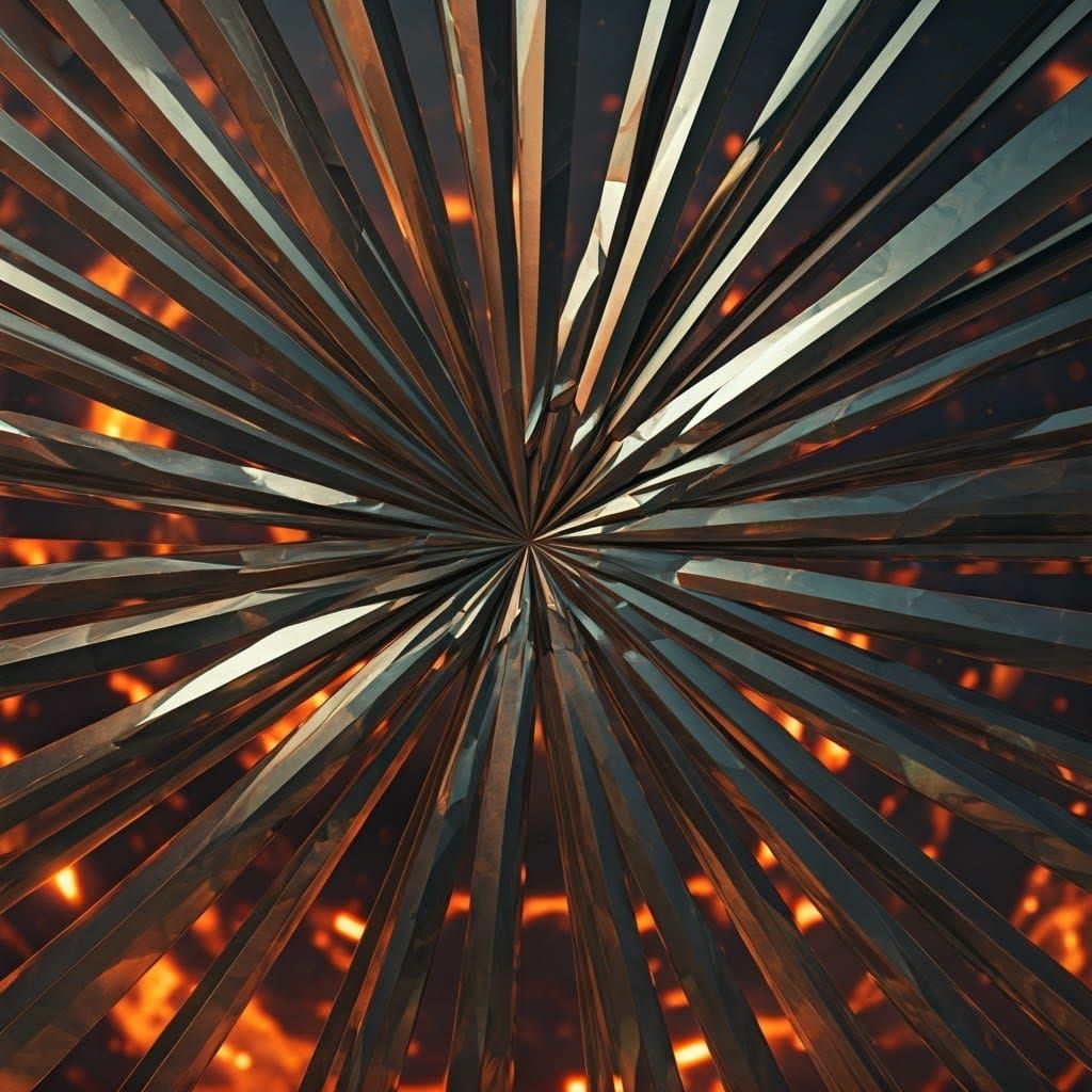 Exploding Mirror Shards with Molten Glass in Silver