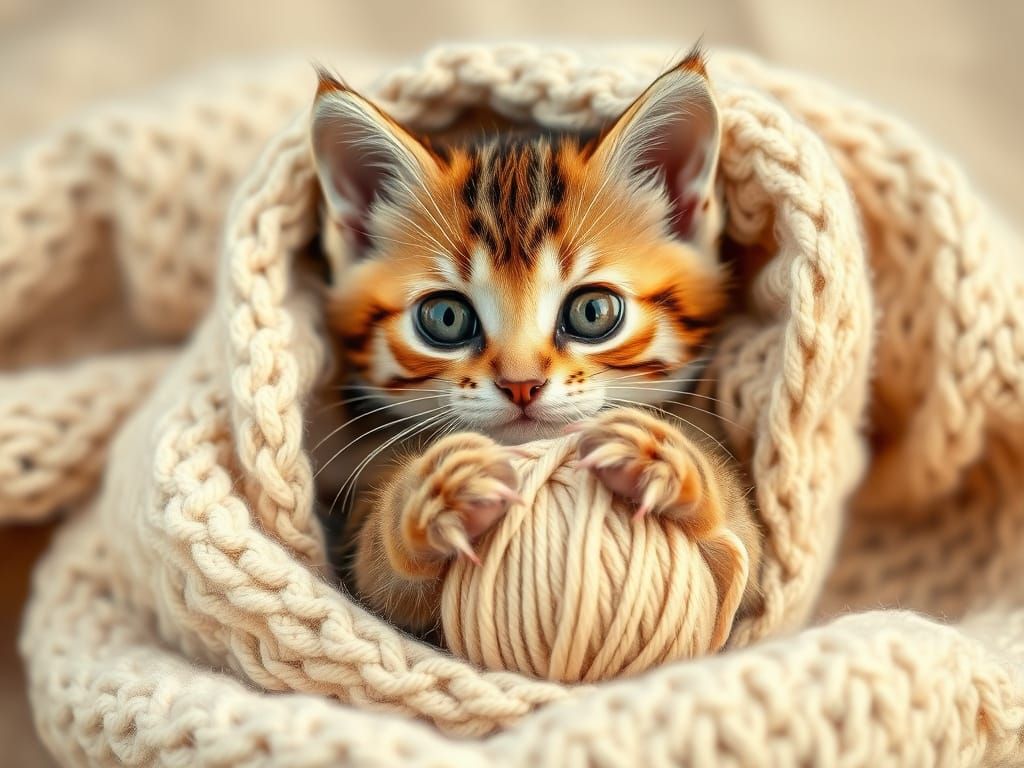 Cozy Kitten in Knitted Bliss
