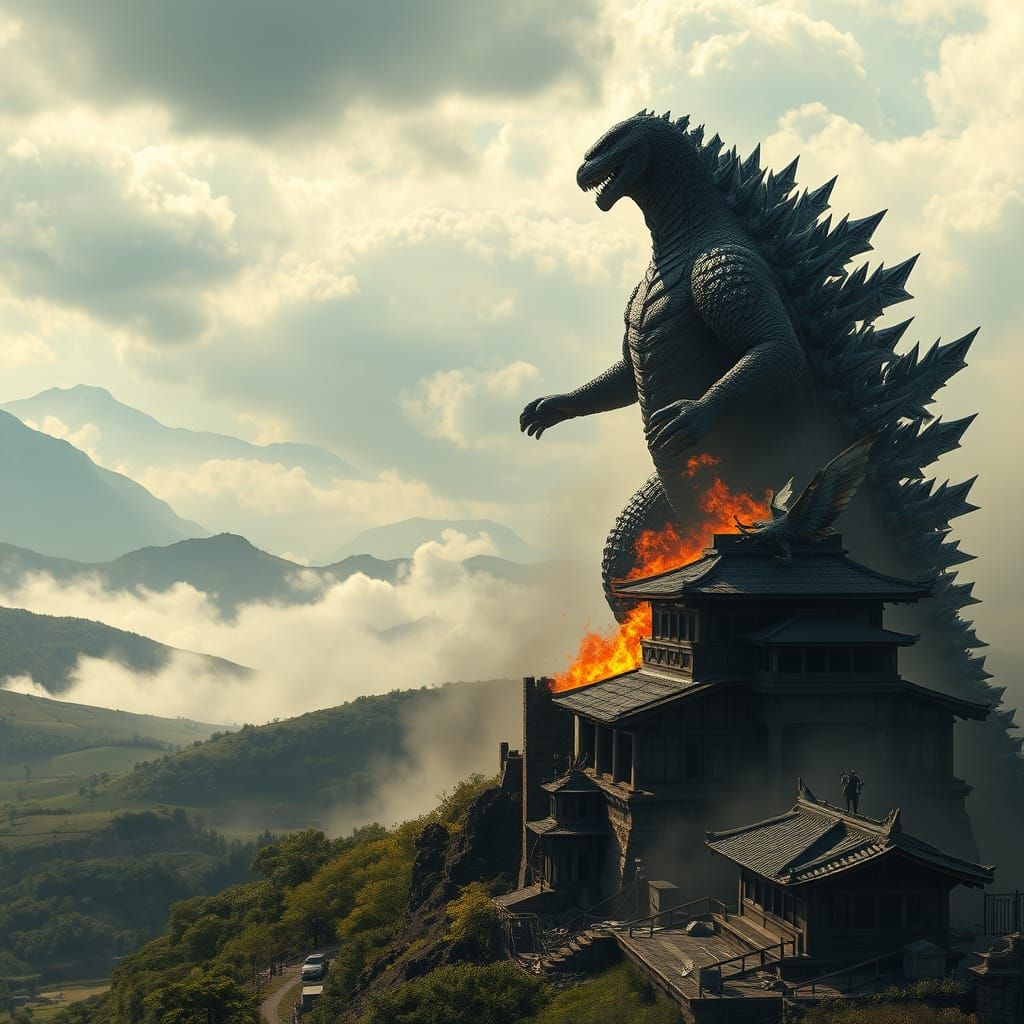 Godzilla Descends upon Mothra in a Scorching, Hyper-Realisti...