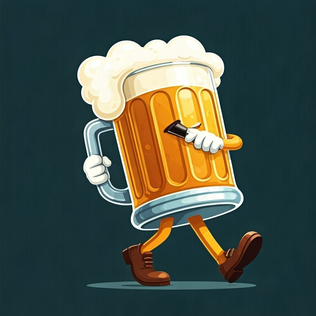 Animated Marching Beer Mug Character