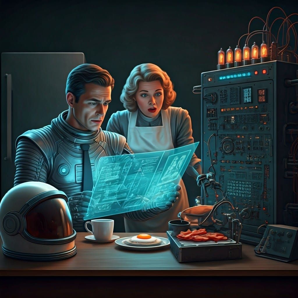 Family Man in Futuristic Kitchen