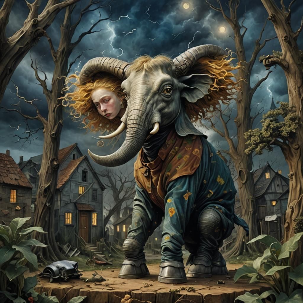 Surreal Windstorm in Gothic Fantasy Style