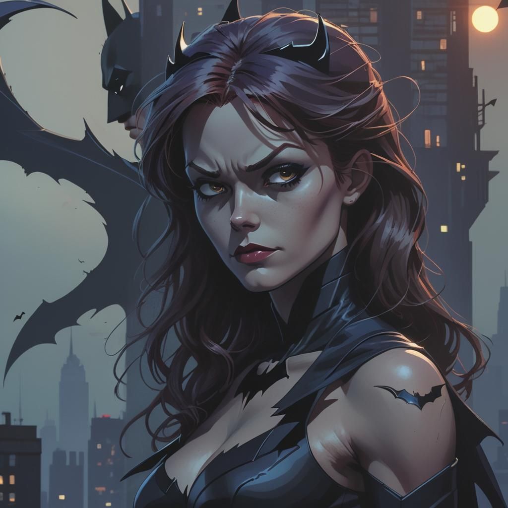 Batgirl on Gotham Rooftop in Animated Comic Art
