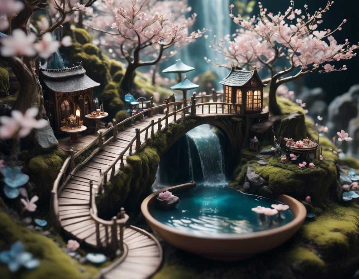 Whimsical Miniature World in an English Teacup, Fairycore Fa...