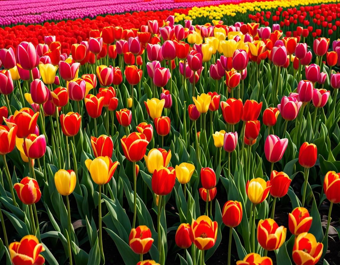 Colorful Tulip Field in Holland