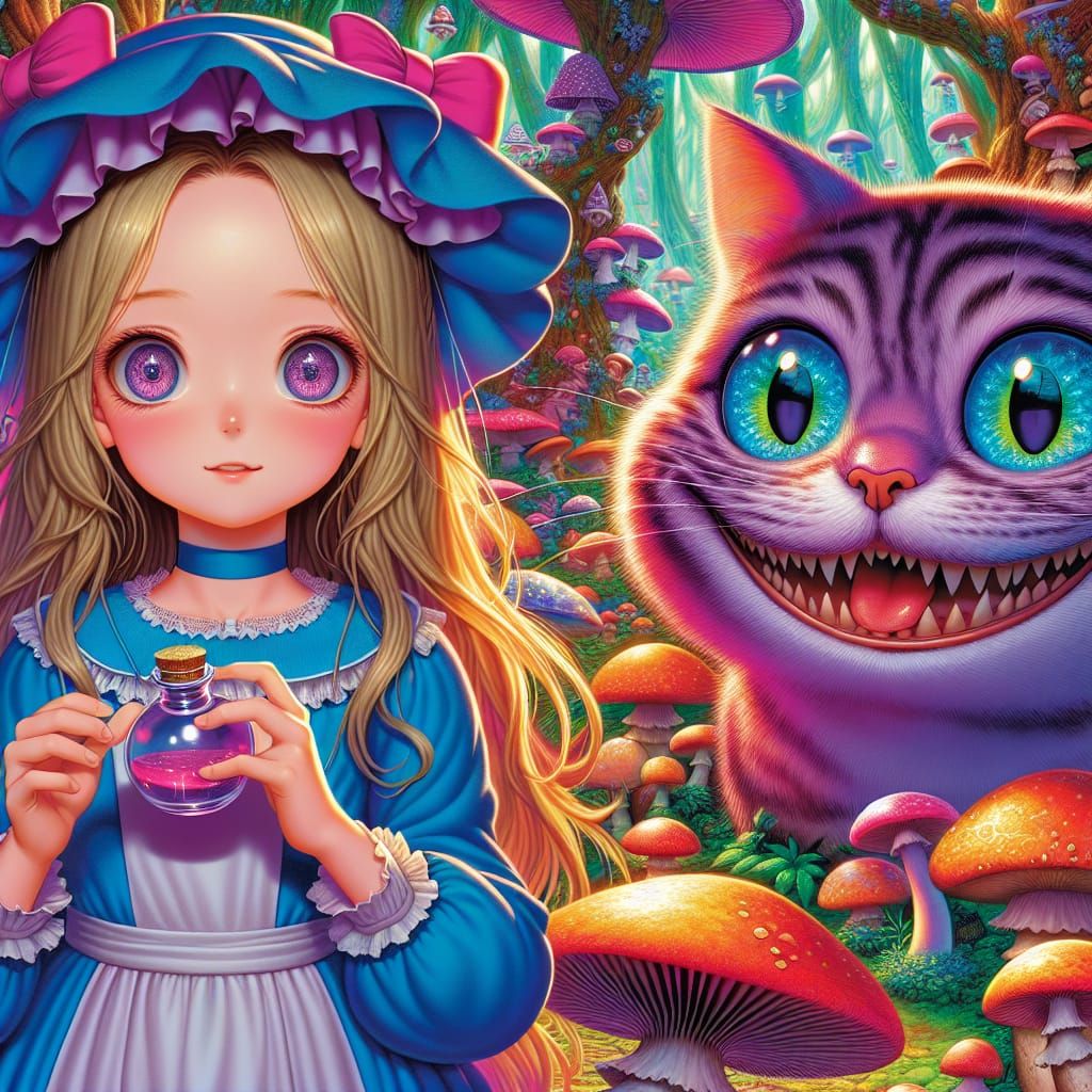 Alice in Wonderland Anime with Cheshire Cat