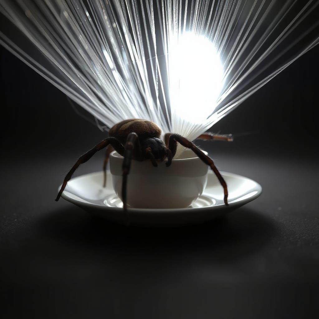 Black Widow Spider Creates Silk Cup and Saucer