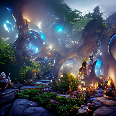 Pandora-Inspired Floating Islands with Bioluminescent Flora