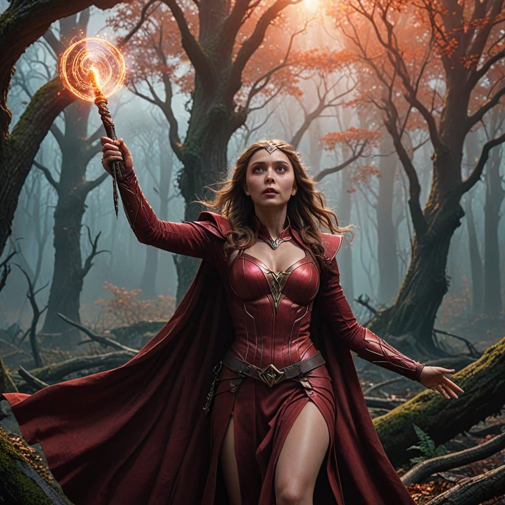 Scarlet Witch Empresses the Mystic Forest in Vibrant Color