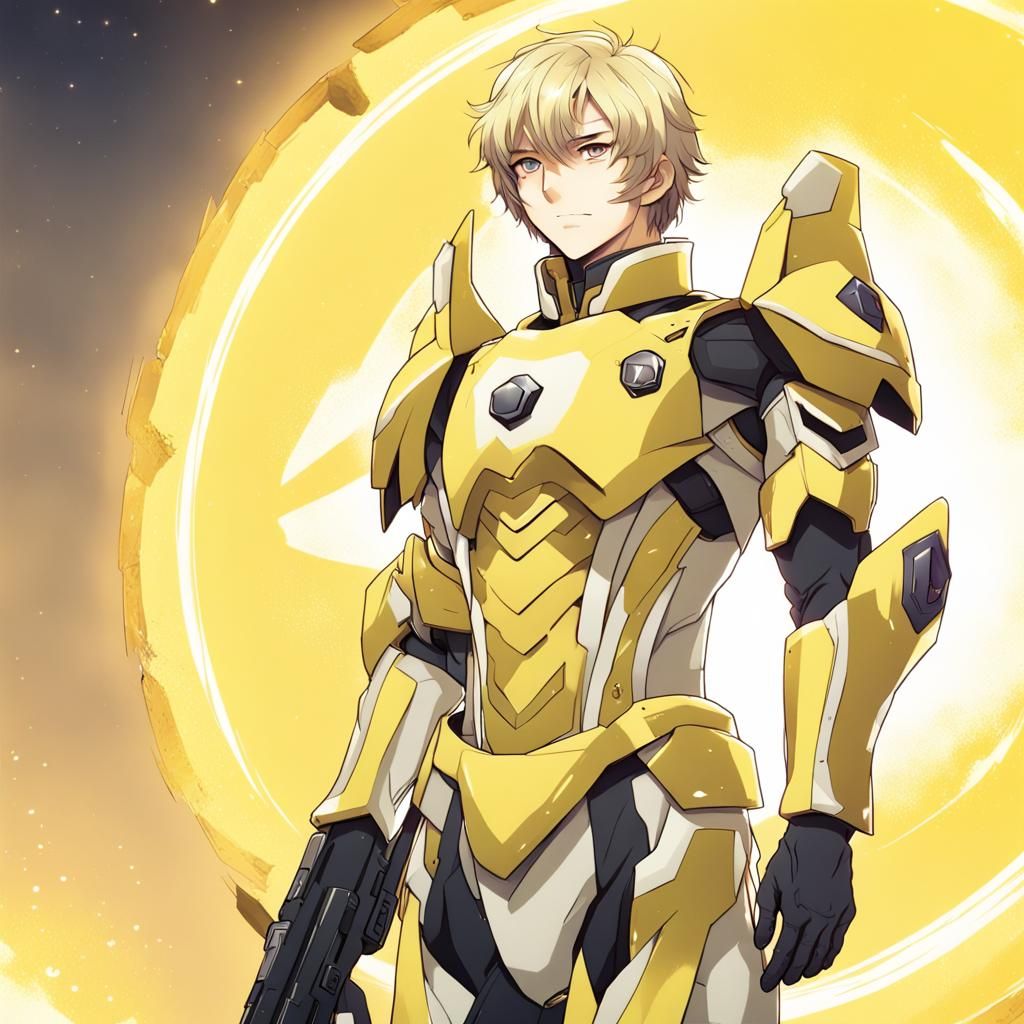 Anime Soldier in Yellow Sci-Fi Armor