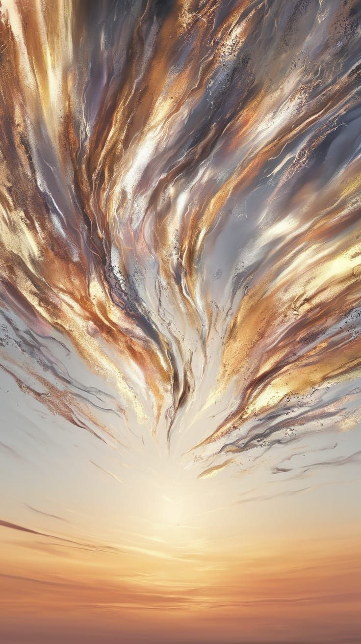 Surreal Sky in Shimmering Metallic Watercolors