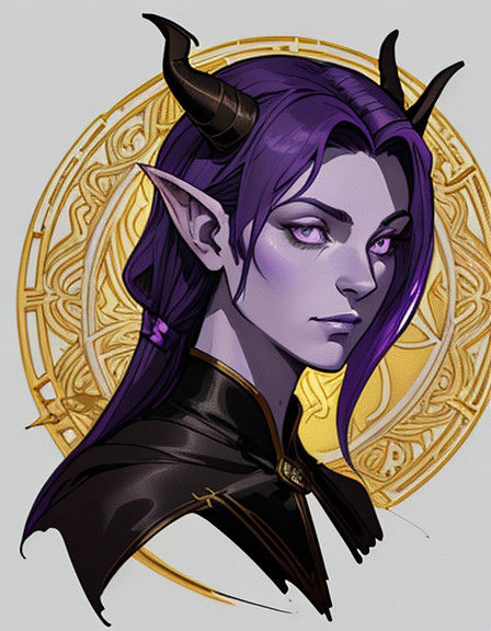 Confident Tiefling Woman in Elegant Digital Fantasy Portrait