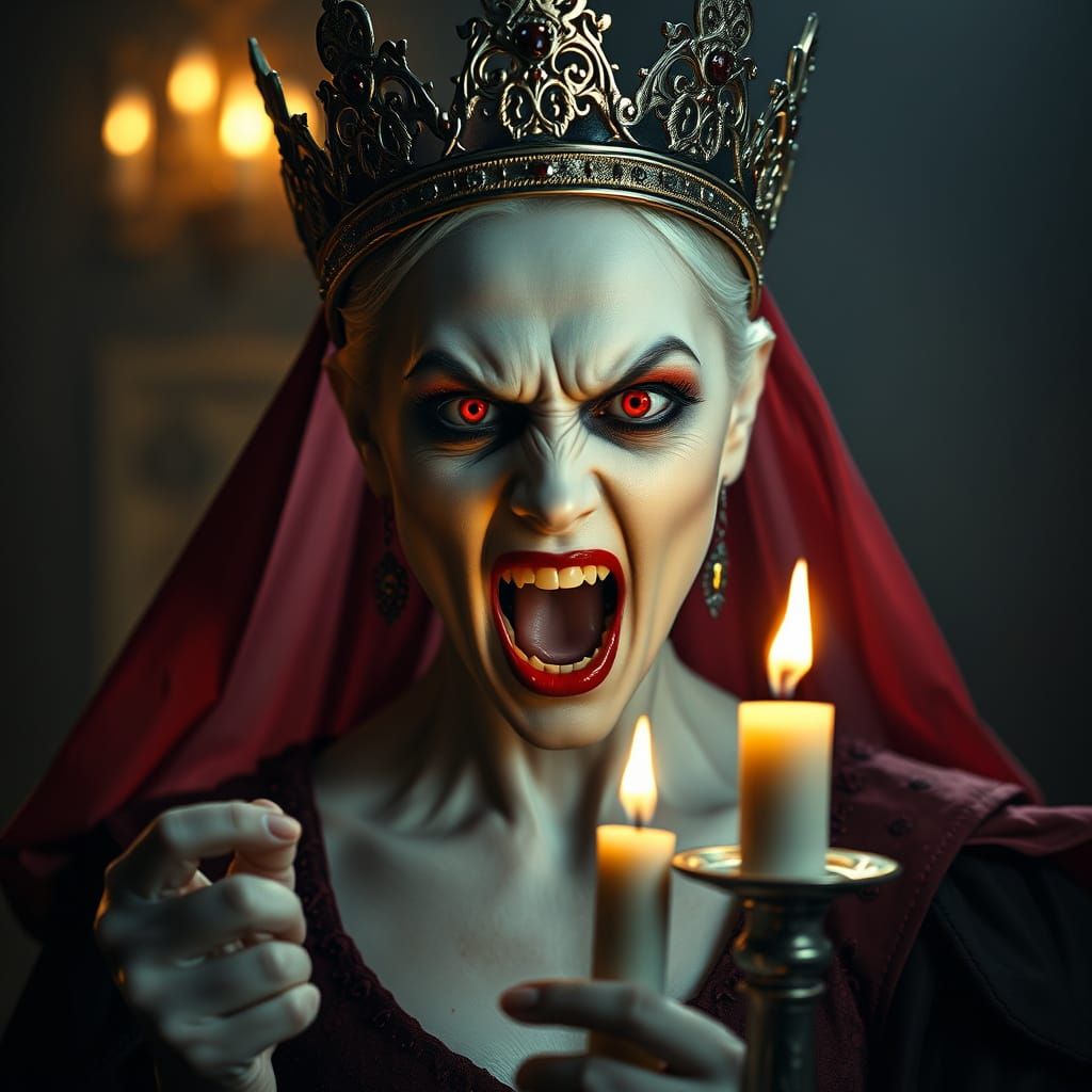 Regal Vampire Queen in Cinematic Film Still