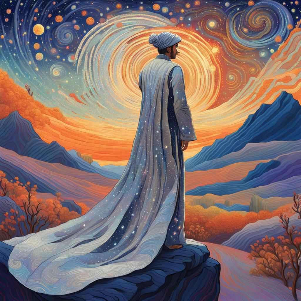 Sci-Fi Figure in Silver Robes, Digital Painting