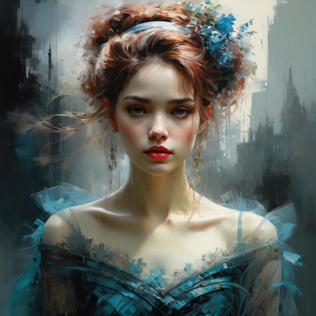 Beautiful Tulle Woman Portrait in Fine Art Style