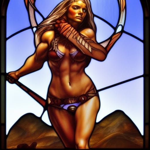 Stained Glass Warrior in Fantasy Art Style
