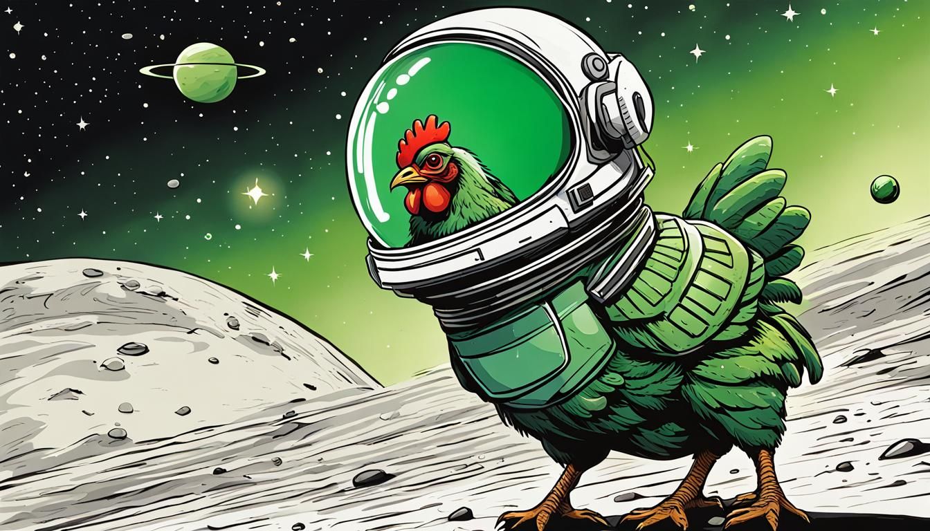 Alien Chicken in Space Poster Art