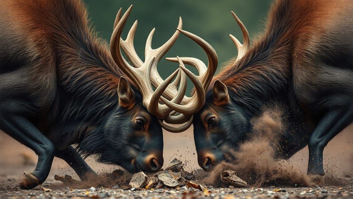 Epic Deer Battle: Antlers Clash in Photorealistic Detail