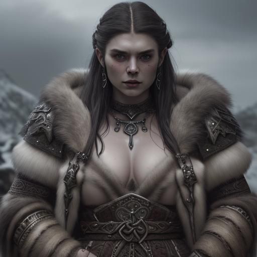 Nordic Woman Portrait with Pagan Jewelry