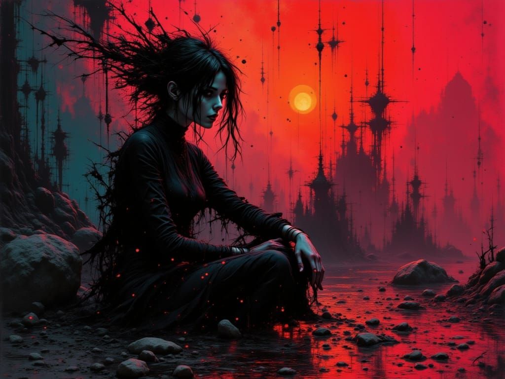 Solitary Figure Waiting in Dramatic Volumetric Light