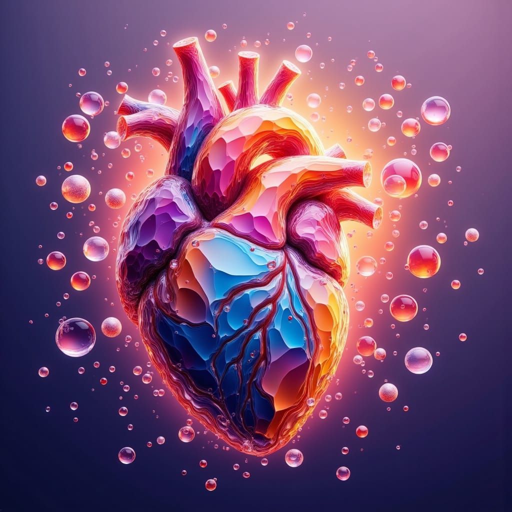 Vibrant Polygonal Heart in Whimsical Digital Art