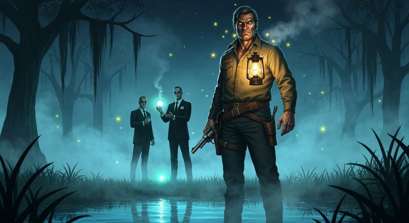 Cajun Lawman in Noir Sci-Fi Swamp Poster