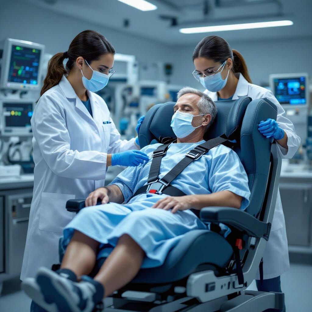 Scientists Secure Man in Oversized Car Seat in Lab
