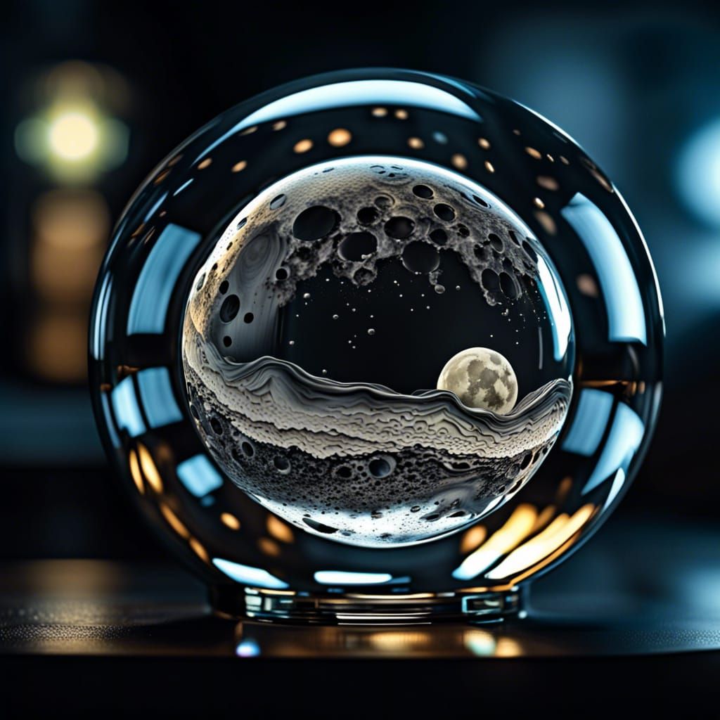 Moon in Glass Sphere: Photorealistic Precisionism