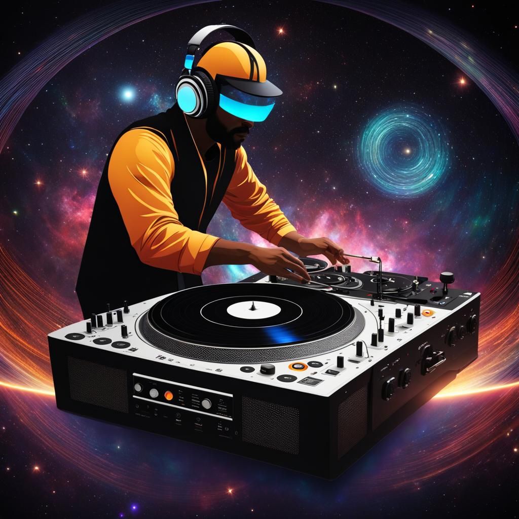 Cosmic DJ Turntables Spin Energetic Melodies