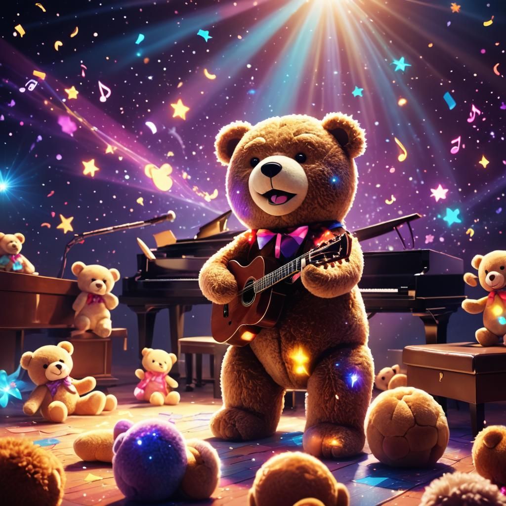 Cosmic Teddy Bear Concert in Astral Illustration