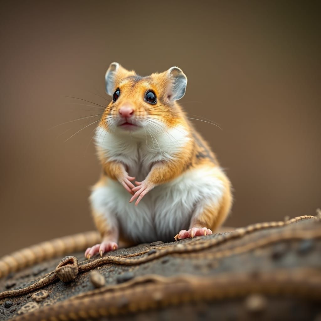 Hamster and Long-Tailed Lizard, Professional Photography