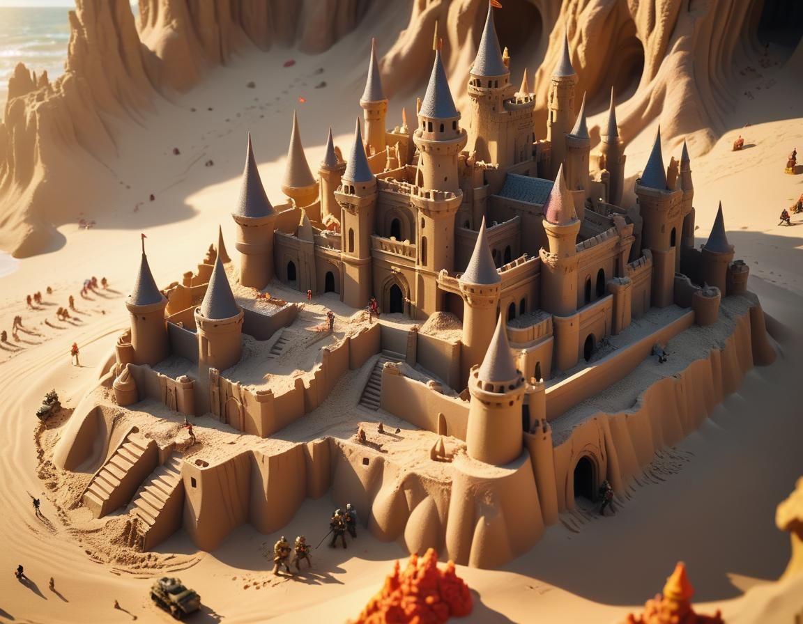 Magnificent Sand Castle Kingdom Macro Concept Art