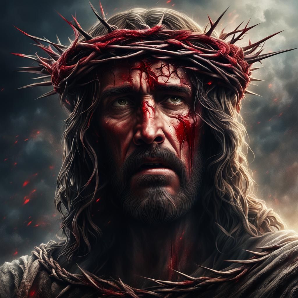 Jesus Bleeding with Crown of Thorns