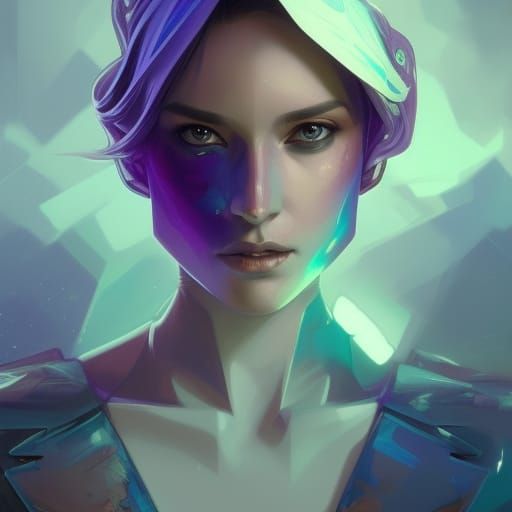 Hyperdetailed Portrait of Purple Diamond in Art Nouveau Styl...